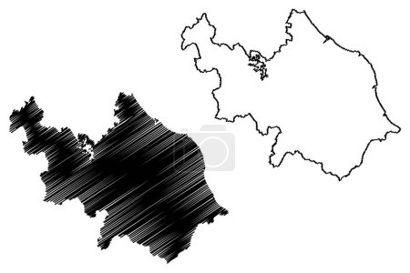 Ilustración de Región de Bundaberg (Commonwealth of Australia, estado de Queensland) mapa vector ilustración, boceto de garabato Mapa de Bundaberg - Imagen libre de derechos