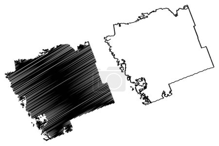 Parry Sound District (Canada, Ontario Province, North America) map vector illustration, scribble sketch Parry Sound map