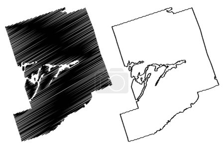 Peterborough County (Canada, Ontario Province, North America) mapa vector illustration, scribble sketch Peterborough mapa