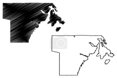 Región de Kivalliq (Canadá, Territorio de Nunavut, América del Norte) mapa vector ilustración, boceto de garabato mapa de Kivalliq