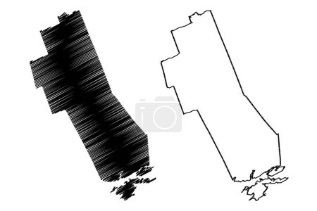 Frontenac County (Canada, Ontario Province, North America) map vector illustration, scribble sketch Frontenac map
