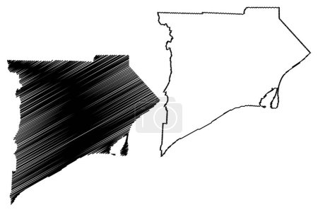 Municipalité de Chatham-Kent (Canada, province de l'Ontario, Amérique du Nord) illustration vectorielle de la carte, croquis à croquis Chatham-Kent carte