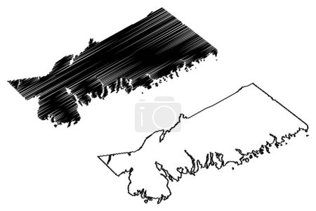 Ilustración de Condado de Halifax (Canadá, Provincia de Nueva Escocia, América del Norte) mapa vector ilustración, boceto garabato Halifax mapa - Imagen libre de derechos