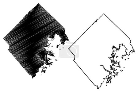 Illustration for Lunenburg County (Canada, Nova Scotia Province, North America) map vector illustration, scribble sketch Lunenburg map - Royalty Free Image