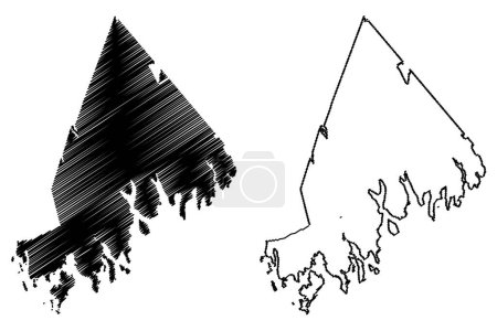 Shelburne County (Canada, Nova Scotia Province, North America) map vector illustration, scribble sketch Shelburne map