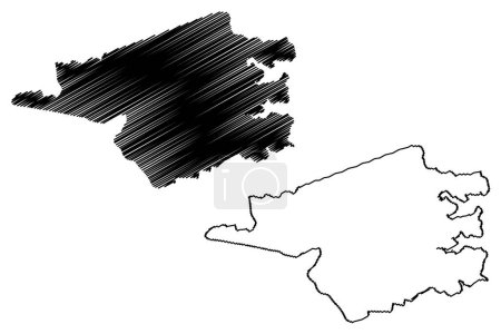 Ciudad de Willoughby (Mancomunidad de Australia, Nueva Gales del Sur, NSW) mapa vector ilustración, boceto de garabato Willoughby mapa