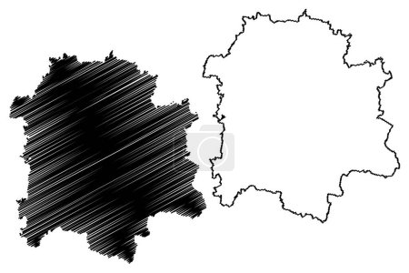 Mid-Western Regional (Commonwealth d'Australie, Nouvelle-Galles du Sud, NSW) illustration vectorielle de carte, croquis de gribouillis Mid Western Regional Council carte