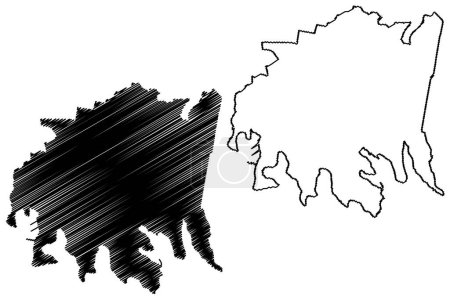 North Sydney Council (Commonwealth d'Australie, Nouvelle-Galles du Sud, NSW) illustration vectorielle de carte, croquis à griffes North Sydney carte