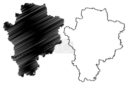 Ville de Lithagara (Commonwealth d'Australie, Nouvelle-Galles du Sud, NSW) illustration vectorielle de la carte, croquis de gribouillis Lith=map