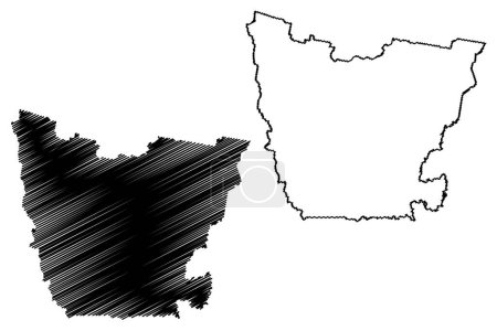 Glen Innes Severn Council (Commonwealth d'Australie, Nouvelle-Galles du Sud, NSW) illustration vectorielle de la carte, croquis à griffes Glen Innes Severn carte