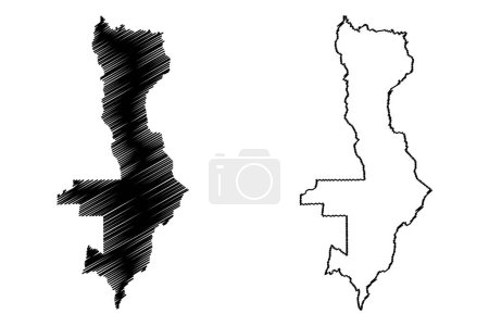 Vilhena municipality (State of Rondonia, RO, Municipalities of Brazil, Federative Republic of Brazil) map vector illustration, scribble sketch Vilhena map