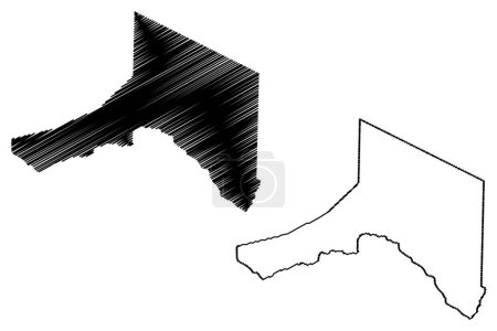 Ilustración de Condado de Madawaska (Canadá, Provincia de New Brunswick, América del Norte) mapa vector ilustración, garabato bosquejo mapa de Madawaska - Imagen libre de derechos
