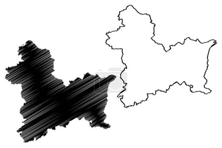 Linz-Land district (Republic of Austria or osterreich, Upper Austria or Obersterreich state) map vector illustration, scribble sketch Bezirk Linz Land map