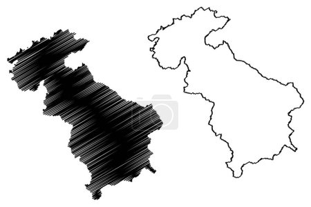 Steyr-Land district (Republic of Austria or osterreich, Upper Austria or Obersterreich state) map vector illustration, scribble sketch Bezirk Steyr Land map