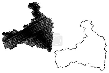 Zell am See district (République d'Autriche ou osterreich, État de Salzbourg) illustration vectorielle de la carte, croquis croquis Bezirk Zell am See ou carte Pinzgau