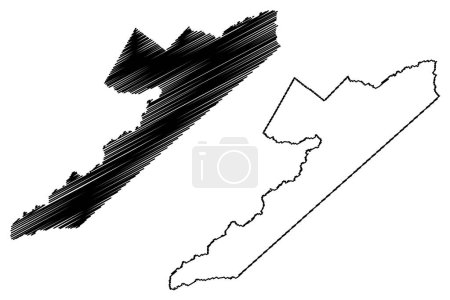 Jaru municipality (State of Rondnia or Rondonia, RO, Municipalities of Brazil, Federative Republic of Brazil) map vector illustration, scribble sketch Jaru map,