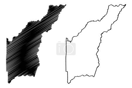 Nova Brasilandia dOeste municipality (State of Rondnia or Rondonia, RO, Municipalities of Brazil, Federative Republic of Brazil) map vector illustration, scribble sketch Nova Brasilndia d'Oeste map,