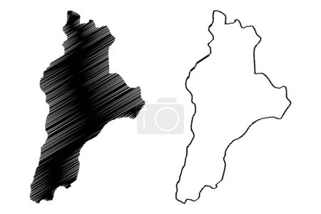 Seringueiras municipality (State of Rondnia or Rondonia, RO, Municipalities of Brazil, Federative Republic of Brazil) map vector illustration, scribble sketch Seringueiras map,