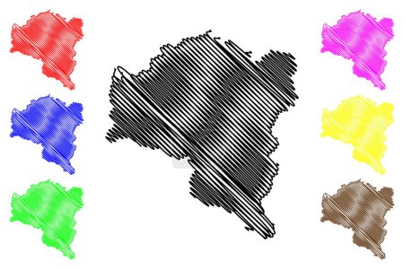 Ilustración de Bludenz district (Republic of Austria or osterreich, Vorarlberg or Vorarlbearg state) map vector illustration, scribble sketch Bezirk Bludenz map - Imagen libre de derechos