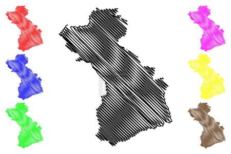 Ilustración de Schwaz district (Republic of Austria or osterreich, Tyrol or Tirol state) map vector illustration, scribble sketch Bezirk Schwaz map - Imagen libre de derechos