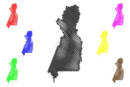 Ji Parana municipalité (État de Rondonia, RO, Municipalités du Brésil, République fédérative du Brésil) illustration vectorielle de la carte, croquis croquis Ji-Paran carte