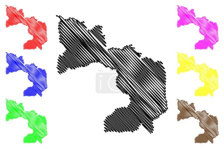 Sao Miguel do Guapore municipalité (État de Rondonia, RO, Municipalités du Brésil, République fédérative du Brésil) illustration vectorielle de la carte, croquis en croquis Sao Miguel do Guapor carte