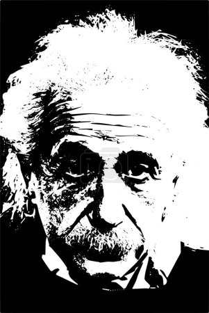 Téléchargez les illustrations : États-Unis, vers 1947, Portrait d'Albert Einstein vecteur en noir et blanc. physicien allemand des juifs, suisses, autrichiens et américains. Scientifique le plus important du XXe siècle. - en licence libre de droit