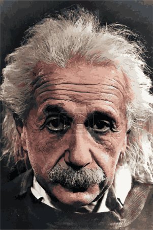Téléchargez les illustrations : États-Unis, Circa 1947, Portrait d'Albert Einstein vecteur en couleur. physicien allemand des juifs, suisses, autrichiens et américains. Scientifique le plus important du XXe siècle. - en licence libre de droit
