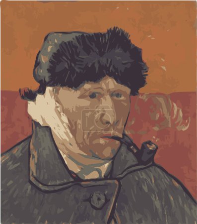 Oktober. 10, 2023 Porträt von Vincent Van Gogh im Jahr 1889. Vector 3 Farben Silhouette. (1853-1890) holländischer Maler des Post-Impressionismus, bekannt durch die "Sternennacht". Psychische Probleme beeinflussten seine Arbeit.