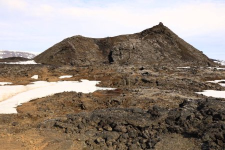Aussichtspunkt von Leirhnjukur, einem aktiven Vulkan nordöstlich des Myvatn-Sees im Krafla-Vulkansystem, Island 