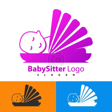 Ilustración de Babysitter logo diseño ejemplo e idea - Imagen libre de derechos
