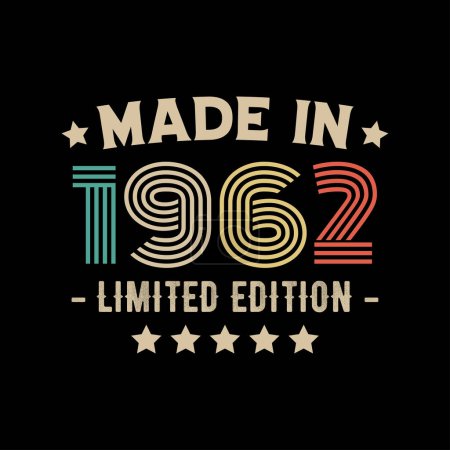 Illustration for Made in 1962 limited edition t-shirt design - Royalty Free Image