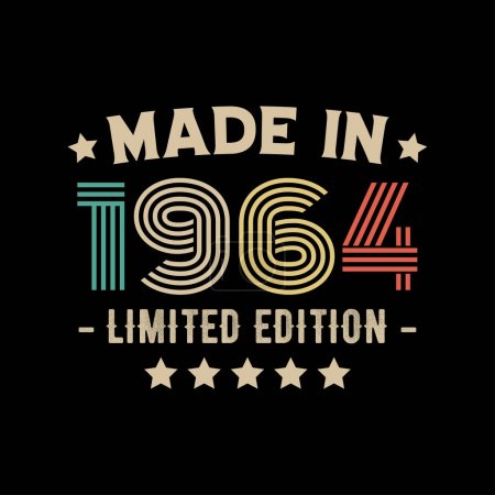 Illustration for Made in 1964 limited edition t-shirt design - Royalty Free Image
