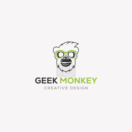 Illustration for Geek Monkey Logo Design Template - Royalty Free Image
