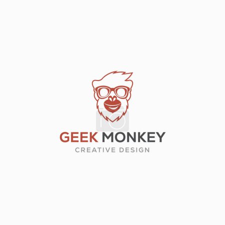 Illustration for Geek Monkey Logo Design Template - Royalty Free Image