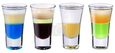 Photo for Four colorful layered shooters or small serving spirits. File contains clipping paths. - Royalty Free Image