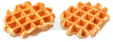Photo for True Belgian waffles with extra deep pockets for filling isolated on white background. - Royalty Free Image