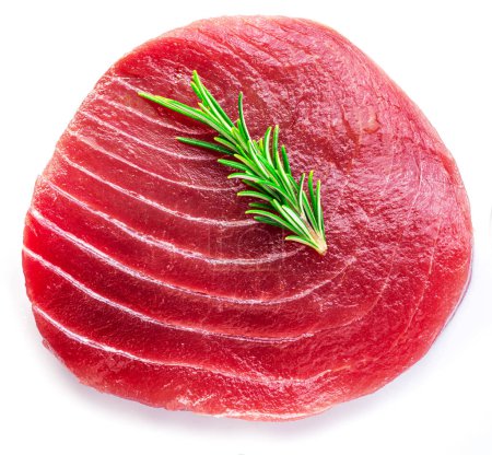 Photo for Raw tuna fish steak isolated on white background. - Royalty Free Image