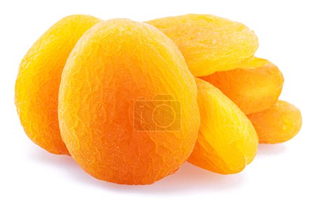 Dry apricots isolated on white background.