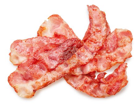 Photo for Grilled bacon slices on white background. File contains clipping path. - Royalty Free Image
