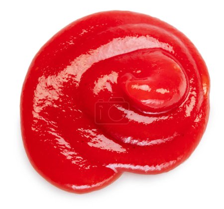 Téléchargez les photos : Sauce tomate ou tache de ketchup gros plan sur fond blanc. Le fichier contient le chemin de coupe. - en image libre de droit