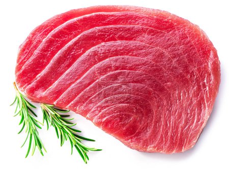 Photo for Raw tuna fish steak isolated on white background. - Royalty Free Image