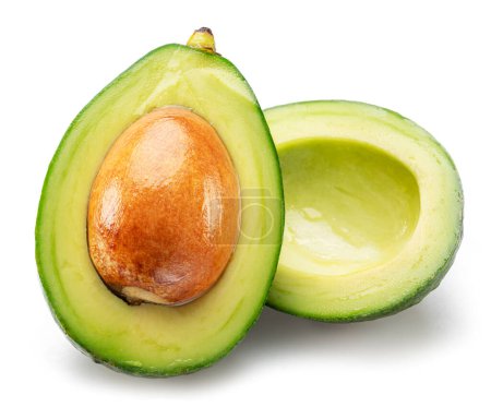 Photo for Avocado fruit halves isolated on white background. - Royalty Free Image