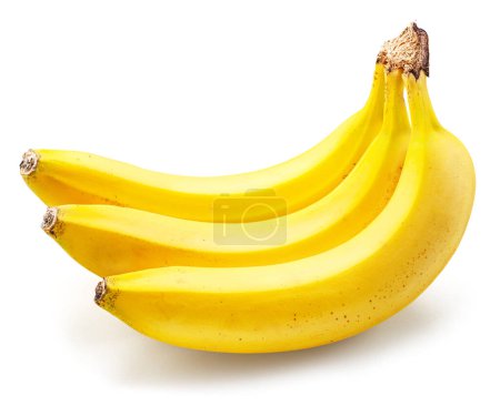 Téléchargez les photos : Bananes jaunes mûres avec des taches brun clair isolées sur fond blanc. - en image libre de droit