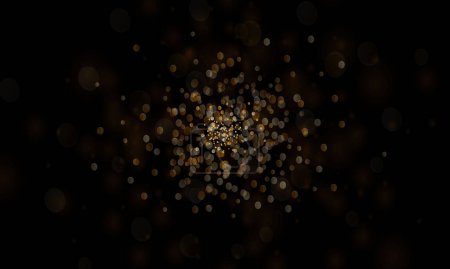 Illustration for Festive golden luminous background with colorful lights bokeh. Christmas concept. Abstract glowing bokeh lights isolated on black background. - Royalty Free Image