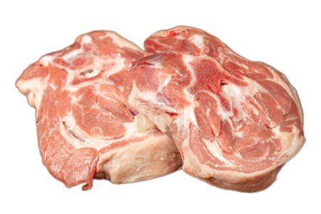 Lamb neck meat. Uncooked raw lamb neck isolated on white background.