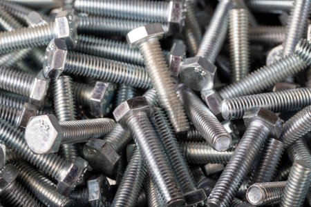 Photo for Hex head bolts. Hexagon head bolts background. close up - Royalty Free Image
