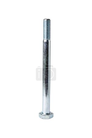 Photo for Hexagon bolt. 10x120mm Hex bolt on white background - Royalty Free Image