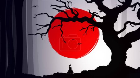 lady Samurai Background. japan theme background. samurai wallpaper. samurai with tree background. japanese samurai background.