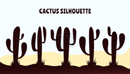 Illustration for Illustration of a cactus, Set of cactus in black silhouette style, Black cactus silhouettes, Cactus vector - Royalty Free Image